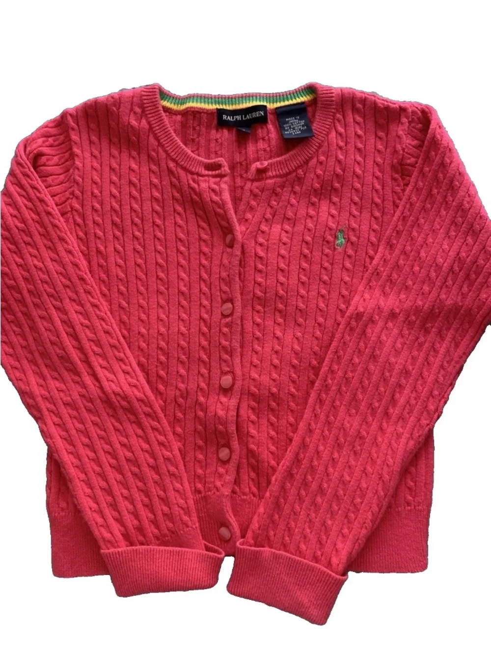 Ralph Lauren Girls Pink Cable Knit Cardigan